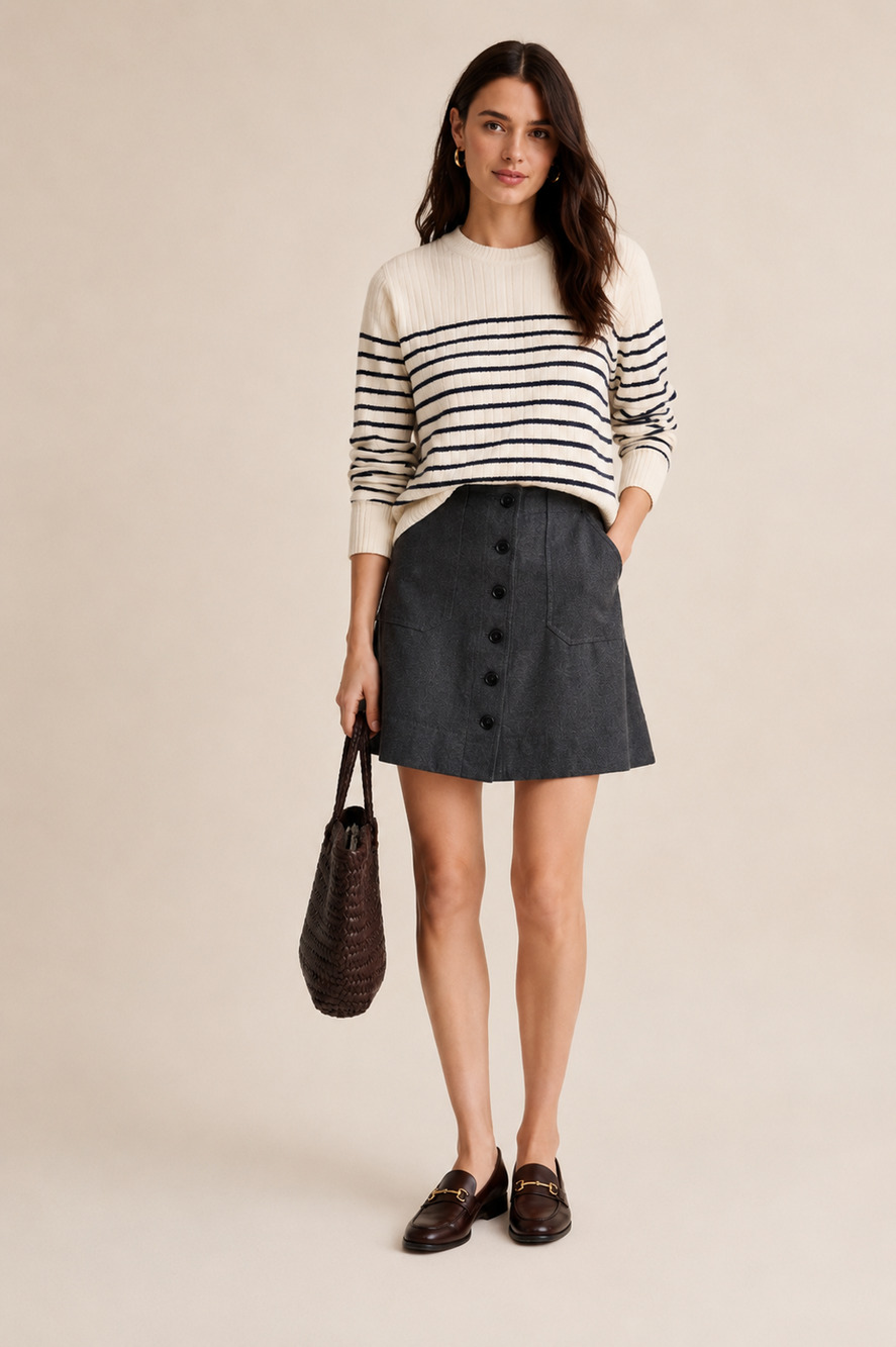 J. Crew Charcoal Grey Button-Front Wool Mini Skirt Size 4